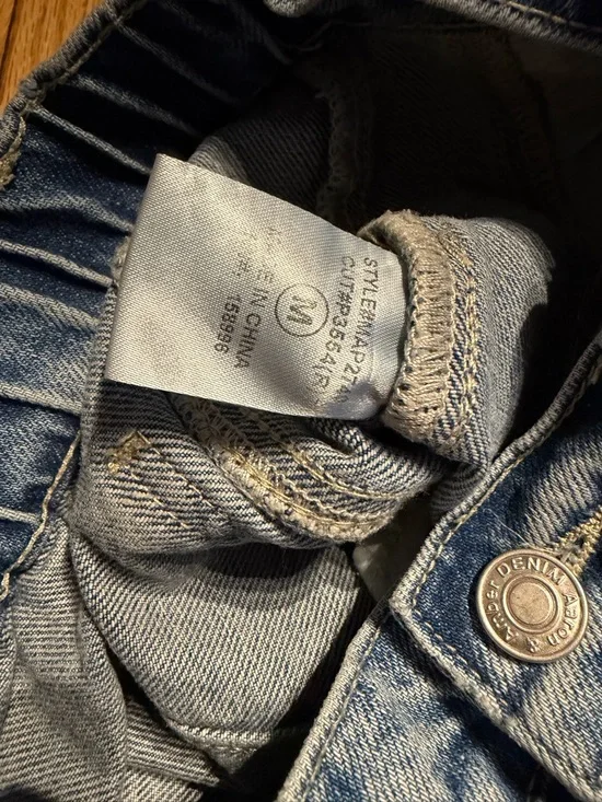 Aaron & Amber High-Rise Barrel Jeans Cotton Sz M Straight denim Wide Medium Wash - Picture 6 of 9